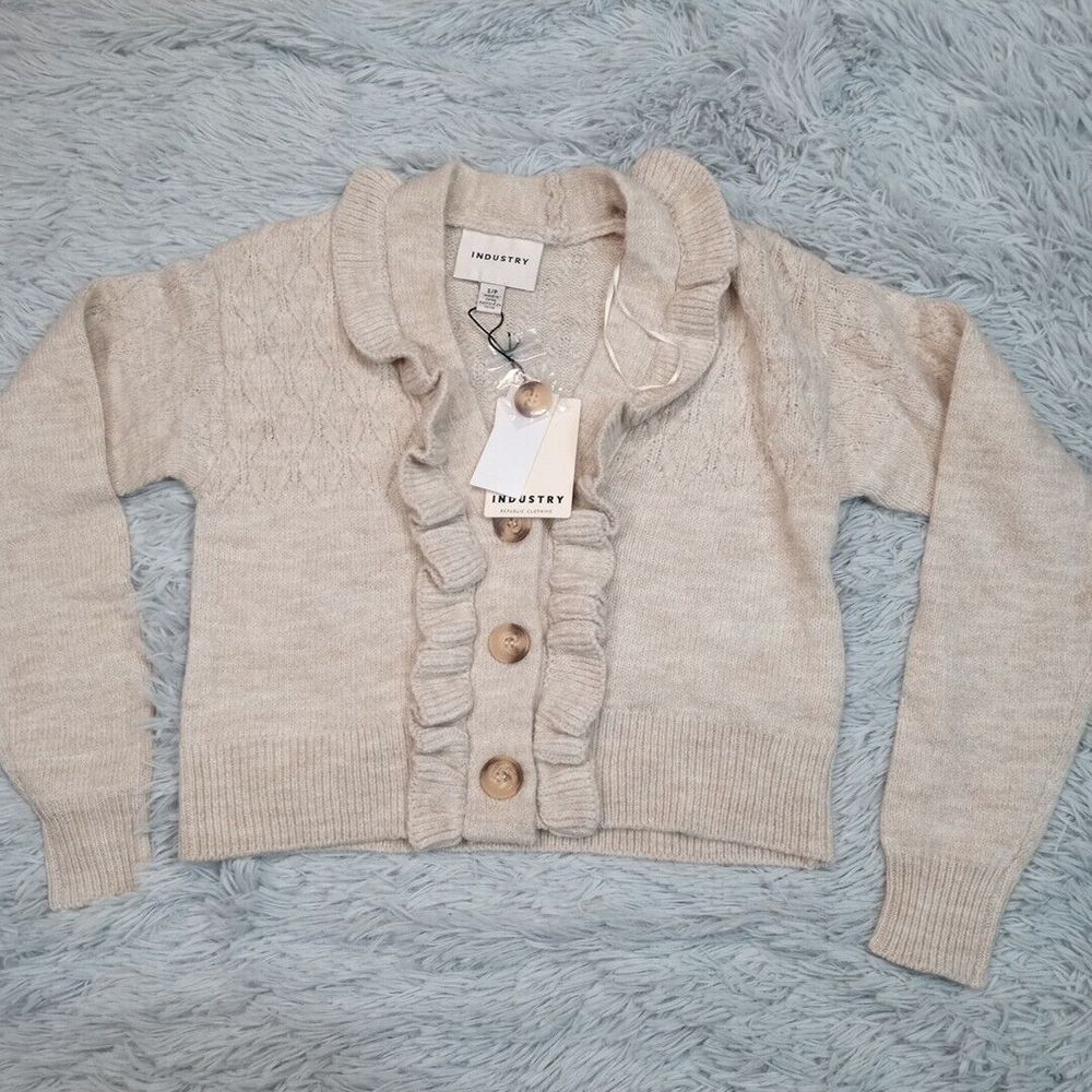 Industry Sweater Womens S Biege Cardigan Cozy Comfy Soft Button Up New